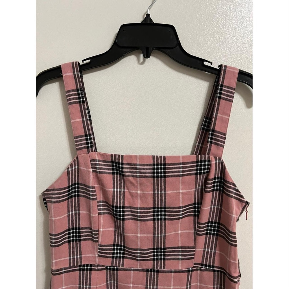 Forever 21 Pink Plaid Square-Neck Midi Dress